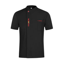 Load image into Gallery viewer, Unisex Casual Soft Chef Jackets Short Sleeve Oblique Collar Double Breasted Kitchen Catering Restaurant Food Serive Work Uniform