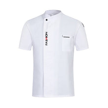 Load image into Gallery viewer, Unisex Casual Soft Chef Jackets Short Sleeve Oblique Collar Double Breasted Kitchen Catering Restaurant Food Serive Work Uniform