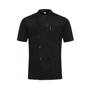 Unisex Casual Soft Chef Jackets Short Sleeve Oblique Collar Double Breasted Kitchen Catering Restaurant Food Serive Work Uniform