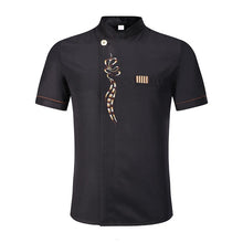 Load image into Gallery viewer, Unisex Casual Soft Chef Jackets Short Sleeve Oblique Collar Double Breasted Kitchen Catering Restaurant Food Serive Work Uniform