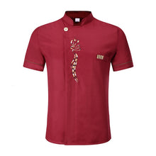 Load image into Gallery viewer, Unisex Casual Soft Chef Jackets Short Sleeve Oblique Collar Double Breasted Kitchen Catering Restaurant Food Serive Work Uniform