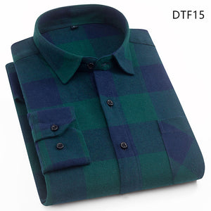 Men Flannel Plaid Shirt 100% Cotton 2019 Spring Autumn Casual Long Sleeve Shirt Soft Comfort Slim Fit Styles Brand Man Plus Size