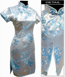 Black Traditional Chinese Dress Mujer Vestido Women's Satin Qipao Mini Cheongsam Flower Size S M L XL XXL XXXL 4XL 5XL 6XL J4039