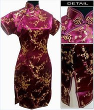 Load image into Gallery viewer, Black Traditional Chinese Dress Mujer Vestido Women&#39;s Satin Qipao Mini Cheongsam Flower Size S M L XL XXL XXXL 4XL 5XL 6XL J4039