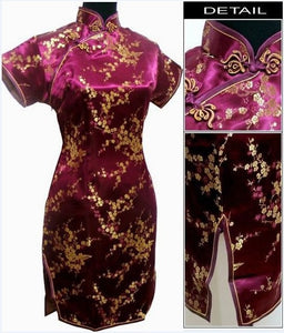 Black Traditional Chinese Dress Mujer Vestido Women's Satin Qipao Mini Cheongsam Flower Size S M L XL XXL XXXL 4XL 5XL 6XL J4039