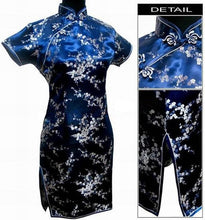Load image into Gallery viewer, Black Traditional Chinese Dress Mujer Vestido Women&#39;s Satin Qipao Mini Cheongsam Flower Size S M L XL XXL XXXL 4XL 5XL 6XL J4039