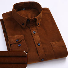 Load image into Gallery viewer, Plus Size 6xl Autumn/winter Warm Quality 100%cotton Corduroy long sleeved button collar smart casual shirts for men comfortable