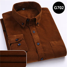 Load image into Gallery viewer, Plus Size 6xl Autumn/winter Warm Quality 100%cotton Corduroy long sleeved button collar smart casual shirts for men comfortable