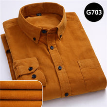 Load image into Gallery viewer, Plus Size 6xl Autumn/winter Warm Quality 100%cotton Corduroy long sleeved button collar smart casual shirts for men comfortable