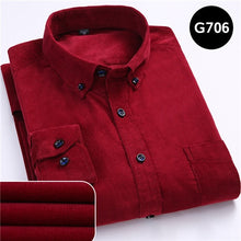 Load image into Gallery viewer, Plus Size 6xl Autumn/winter Warm Quality 100%cotton Corduroy long sleeved button collar smart casual shirts for men comfortable