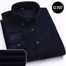 Load image into Gallery viewer, Plus Size 6xl Autumn/winter Warm Quality 100%cotton Corduroy long sleeved button collar smart casual shirts for men comfortable