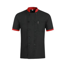 Load image into Gallery viewer, Unisex Casual Soft Chef Jackets Short Sleeve Oblique Collar Double Breasted Kitchen Catering Restaurant Food Serive Work Uniform