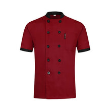 Load image into Gallery viewer, Unisex Casual Soft Chef Jackets Short Sleeve Oblique Collar Double Breasted Kitchen Catering Restaurant Food Serive Work Uniform