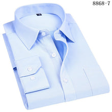 Load image into Gallery viewer, 4XL 5XL 6XL 7XL 8XL Large Size Men&#39;s Business Casual Long Sleeved Shirt White Blue Black Smart Male Social Dress Shirt Plus