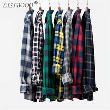 Load image into Gallery viewer, Casual Men Plaid Shirt Spring Autumn Flannel Shirt Men Dress Shirts Fashion Long Sleeve Slim Fit Chemise Homme Cotton Male Shirt