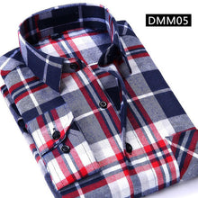 Load image into Gallery viewer, Casual Men Plaid Shirt Spring Autumn Flannel Shirt Men Dress Shirts Fashion Long Sleeve Slim Fit Chemise Homme Cotton Male Shirt