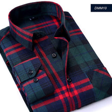 Load image into Gallery viewer, Casual Men Plaid Shirt Spring Autumn Flannel Shirt Men Dress Shirts Fashion Long Sleeve Slim Fit Chemise Homme Cotton Male Shirt