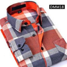 Load image into Gallery viewer, Casual Men Plaid Shirt Spring Autumn Flannel Shirt Men Dress Shirts Fashion Long Sleeve Slim Fit Chemise Homme Cotton Male Shirt