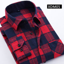 Load image into Gallery viewer, Casual Men Plaid Shirt Spring Autumn Flannel Shirt Men Dress Shirts Fashion Long Sleeve Slim Fit Chemise Homme Cotton Male Shirt