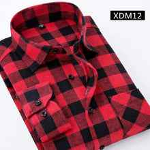 Load image into Gallery viewer, Casual Men Plaid Shirt Spring Autumn Flannel Shirt Men Dress Shirts Fashion Long Sleeve Slim Fit Chemise Homme Cotton Male Shirt