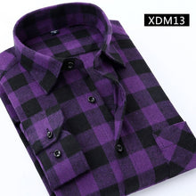 Load image into Gallery viewer, Casual Men Plaid Shirt Spring Autumn Flannel Shirt Men Dress Shirts Fashion Long Sleeve Slim Fit Chemise Homme Cotton Male Shirt