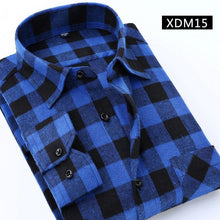 Load image into Gallery viewer, Casual Men Plaid Shirt Spring Autumn Flannel Shirt Men Dress Shirts Fashion Long Sleeve Slim Fit Chemise Homme Cotton Male Shirt