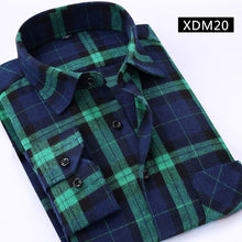 Load image into Gallery viewer, Casual Men Plaid Shirt Spring Autumn Flannel Shirt Men Dress Shirts Fashion Long Sleeve Slim Fit Chemise Homme Cotton Male Shirt